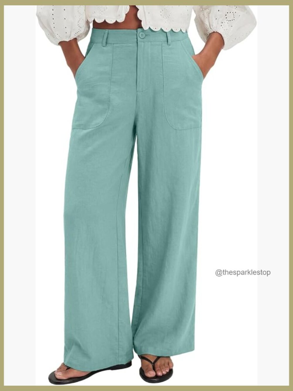 High Waist Wide Leg Linen Palazzo Pants Summer Beach Travel Trousers